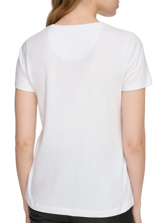 DKNY Women White Printed Round Neck Short Sleeves T-Shirt