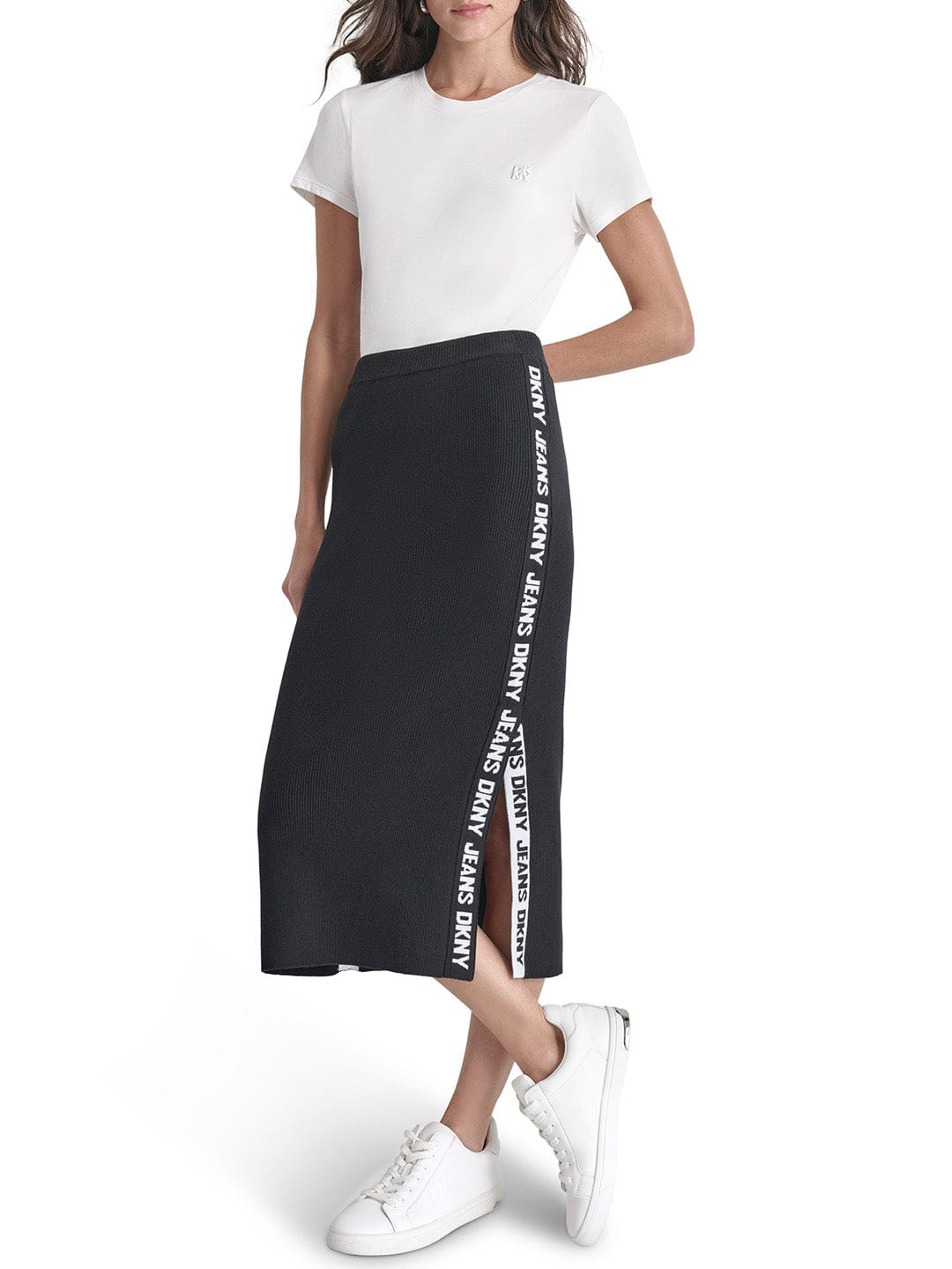 DKNY Women Black Fitted Solid Skirt