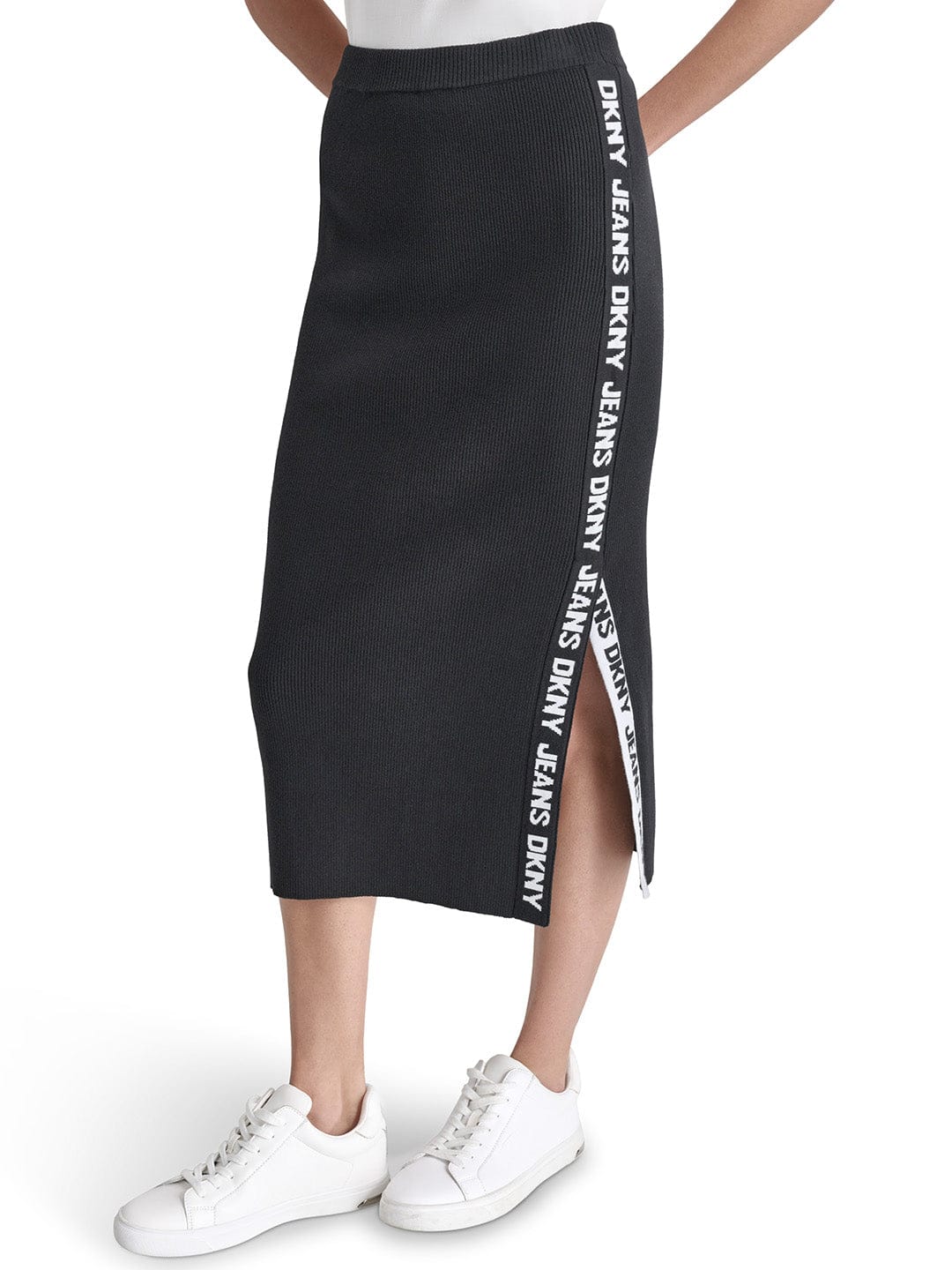 DKNY Women Black Fitted Solid Skirt
