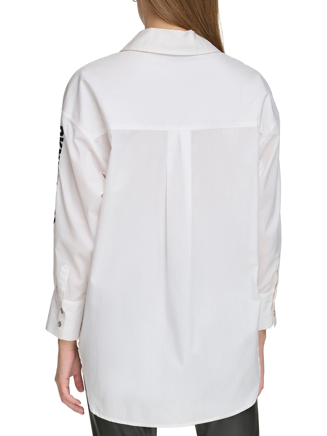 DKNY Women White Printed Spread Collar Full Sleeves Shirt