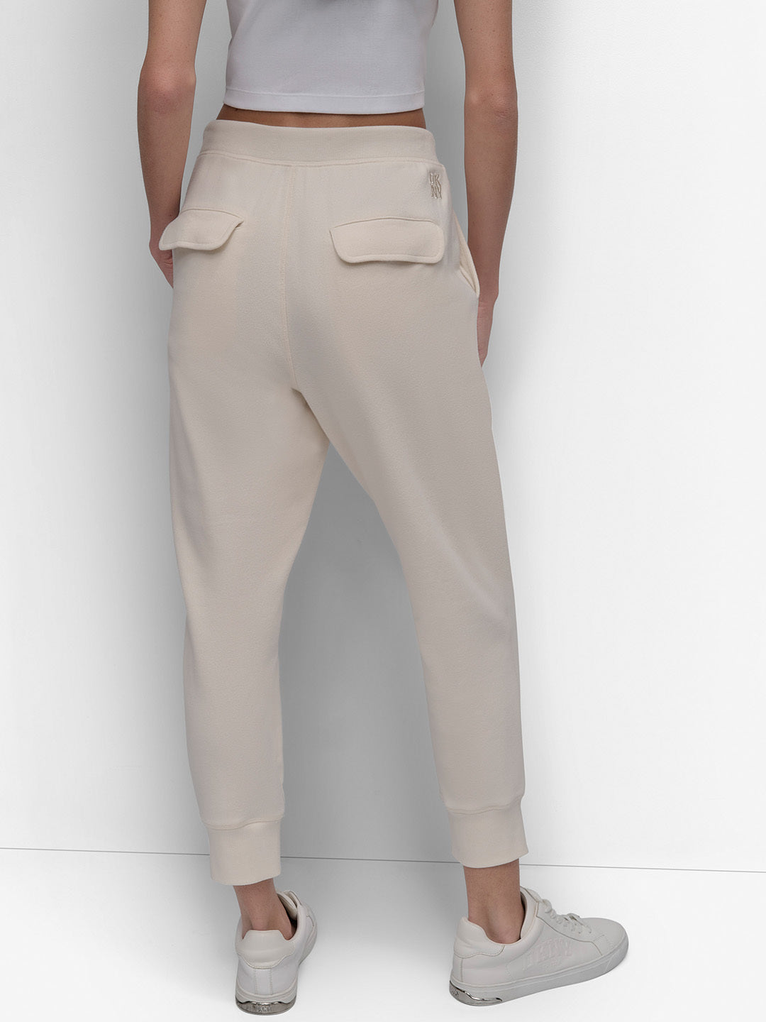 DKNY Women Cream Jogger Fit Solid Trouser