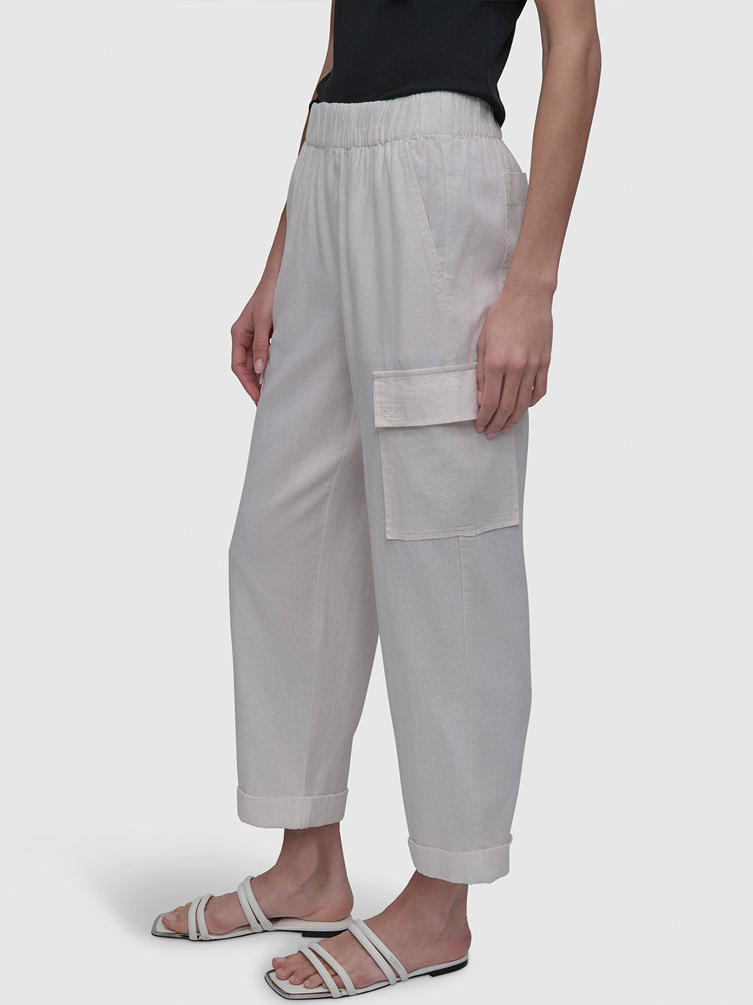 DKNY Women White Oversized Fit Solid Trouser