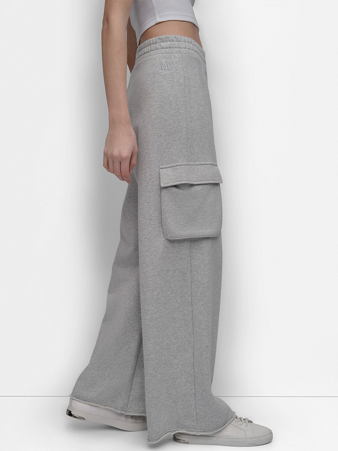 DKNY Women Grey Oversized Fit Solid Trouser