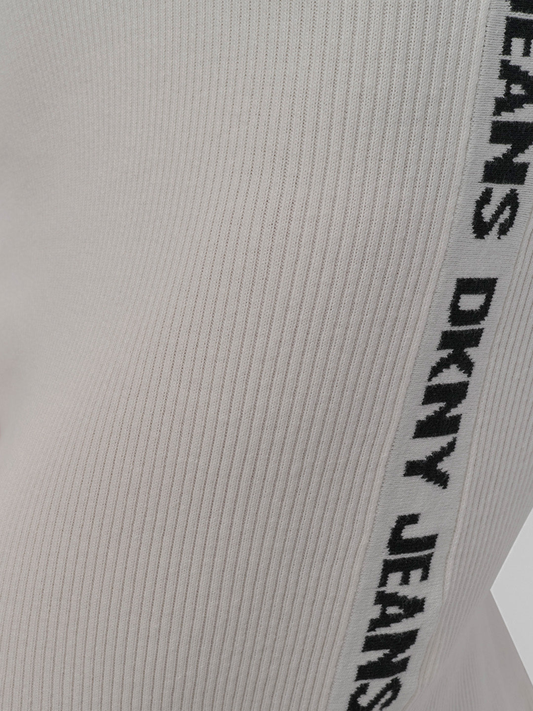 DKNY Women Cream Solid Round Neck Dress