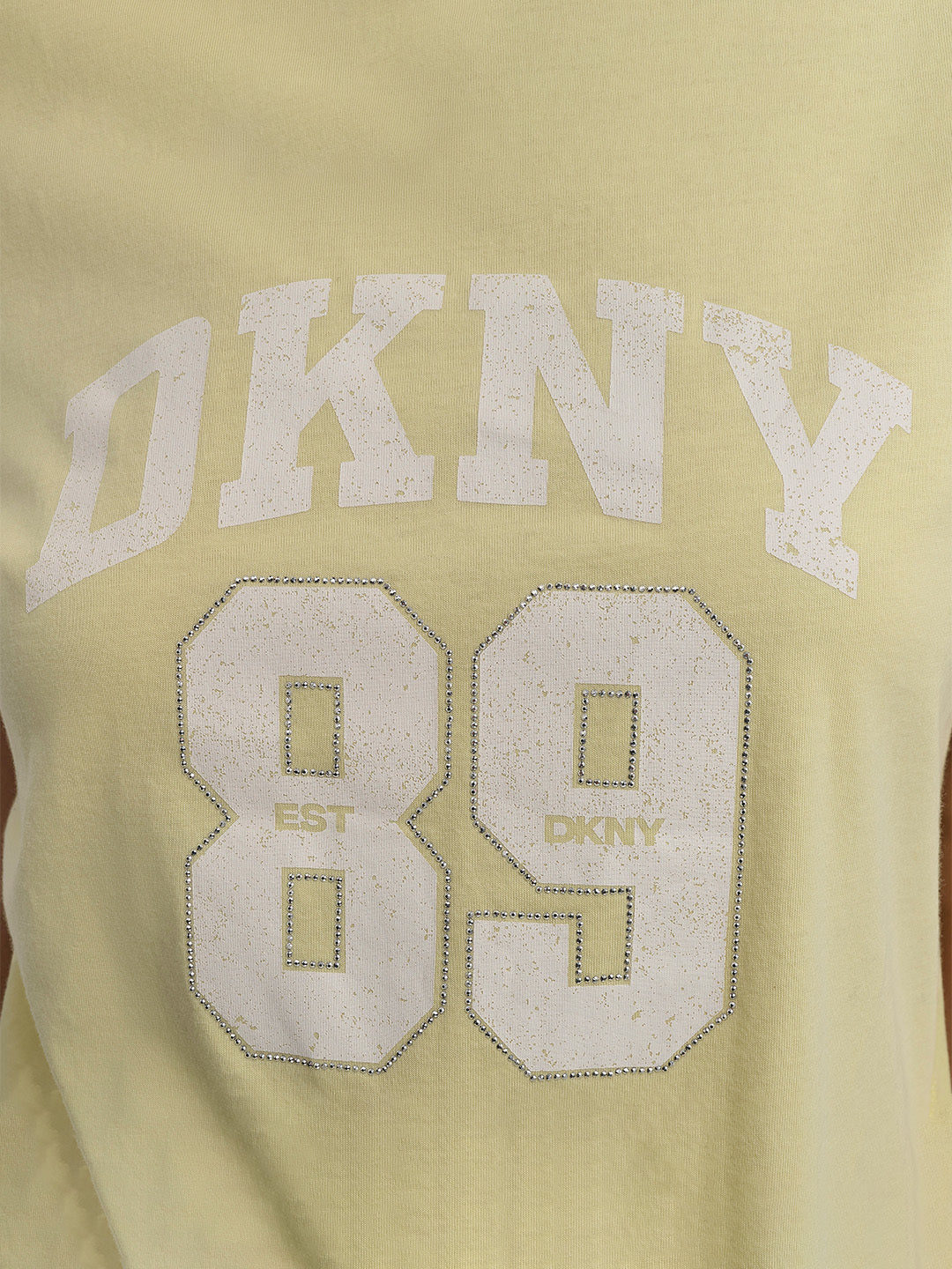 DKNY Women Yellow Embellished Round Neck TShirt