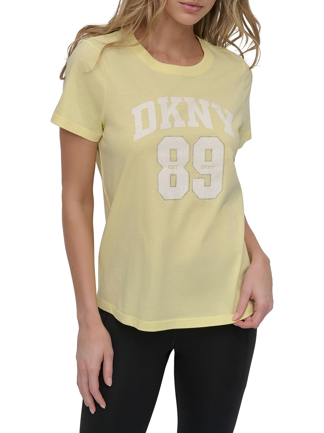 DKNY Women Yellow Embellished Round Neck TShirt