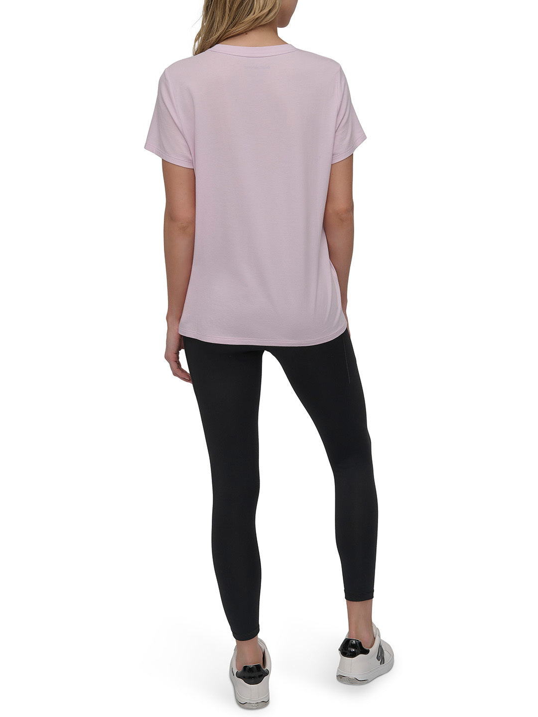 DKNY Women Pink Solid Round Neck TShirt