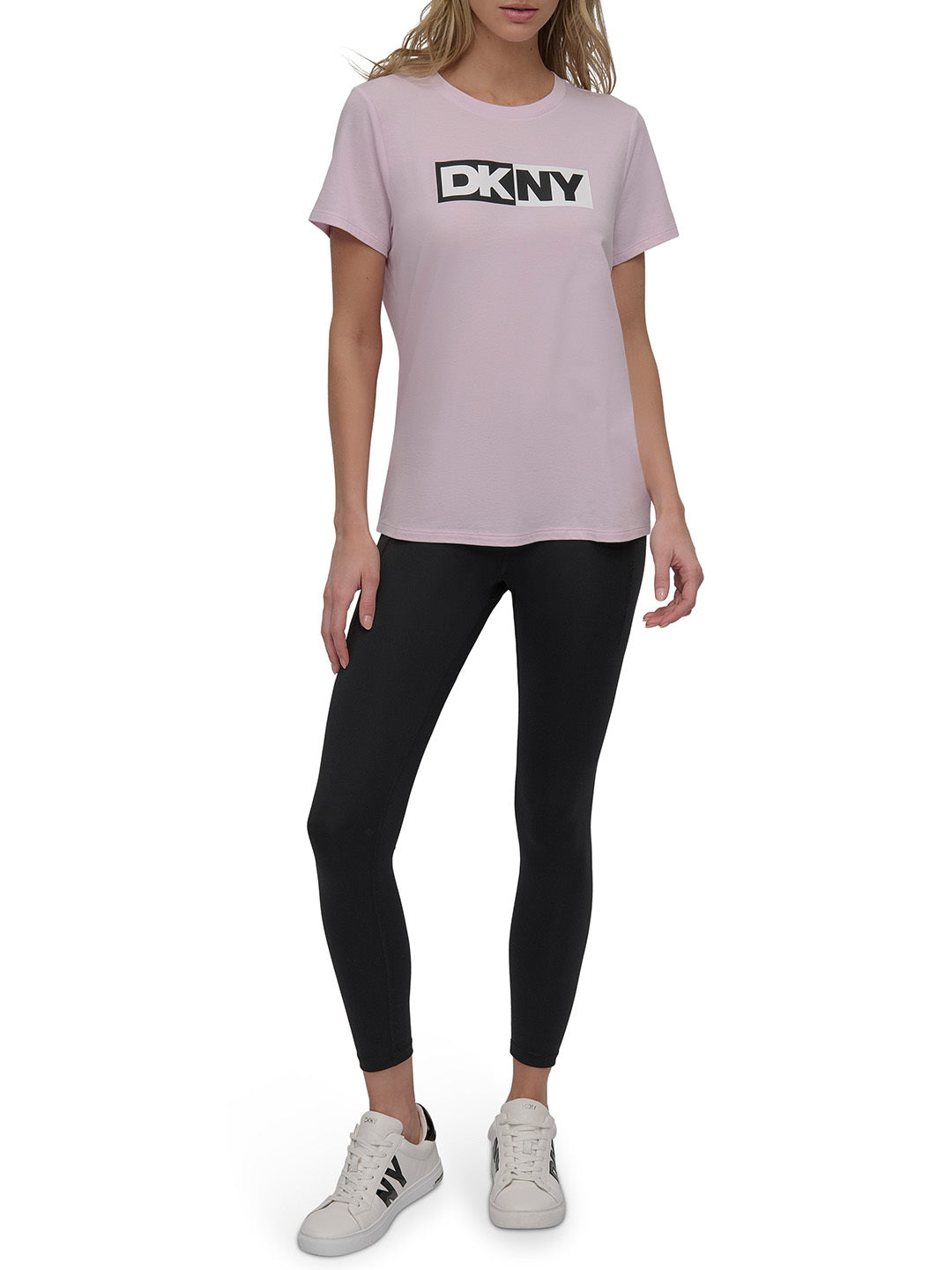 DKNY Women Pink Solid Round Neck TShirt