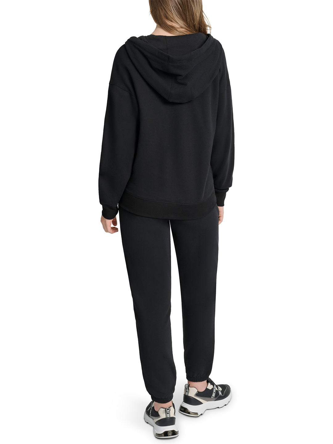 DKNY Women Black Tape Hooded Sweatshirt