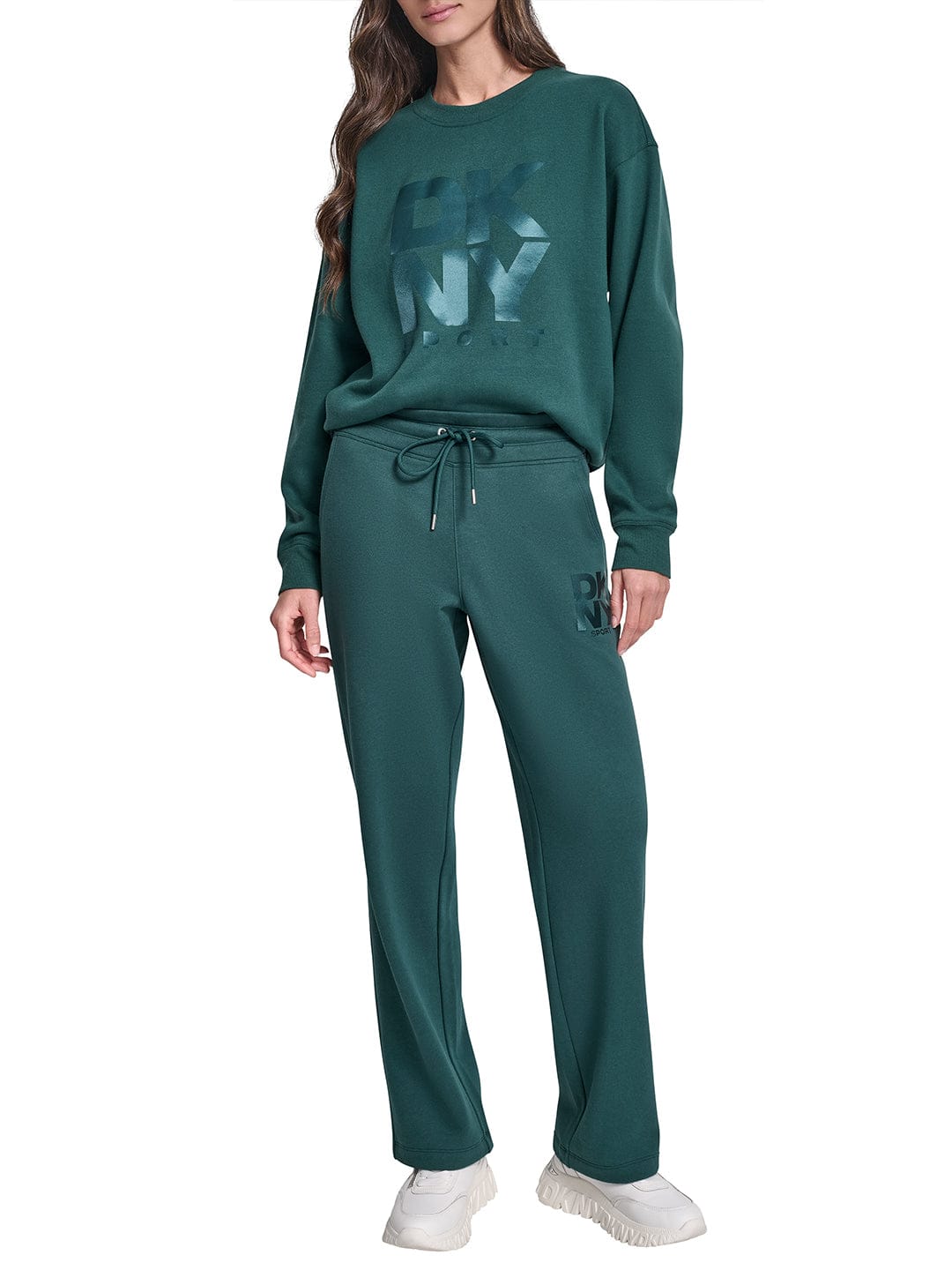 DKNY Women Green Straight Fit Solid Sweatpant