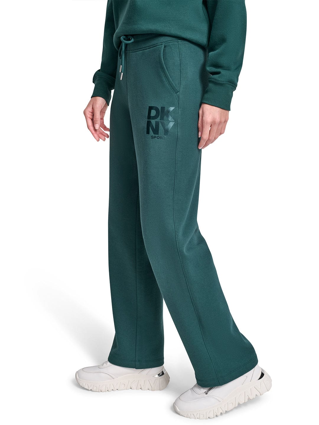 DKNY Women Green Straight Fit Solid Sweatpant