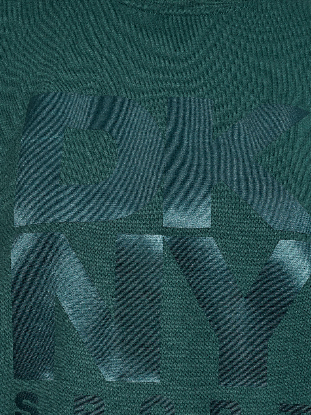 DKNY Women Green Solid Round Neck Sweatshirt