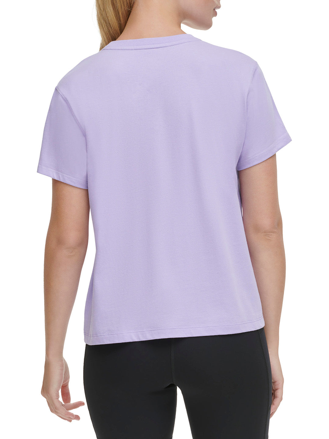 DKNY Women Purple Solid Round Neck Short Sleeves Top