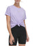 DKNY Women Purple Solid Round Neck Short Sleeves Top