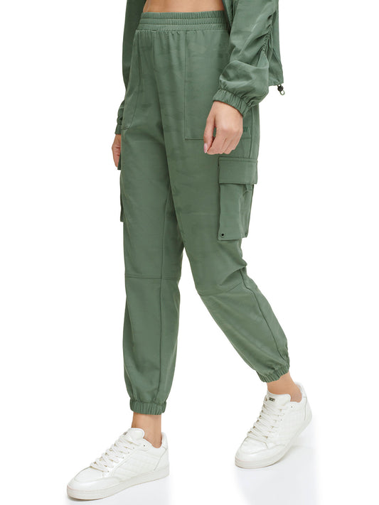 DKNY Women Green Solid Oversized Trouser