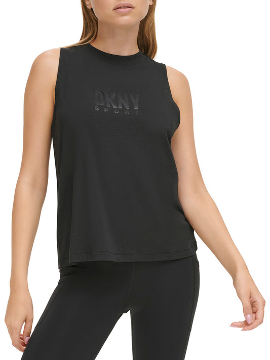 DKNY Women Black Printed Round Neck Sleeveless Top