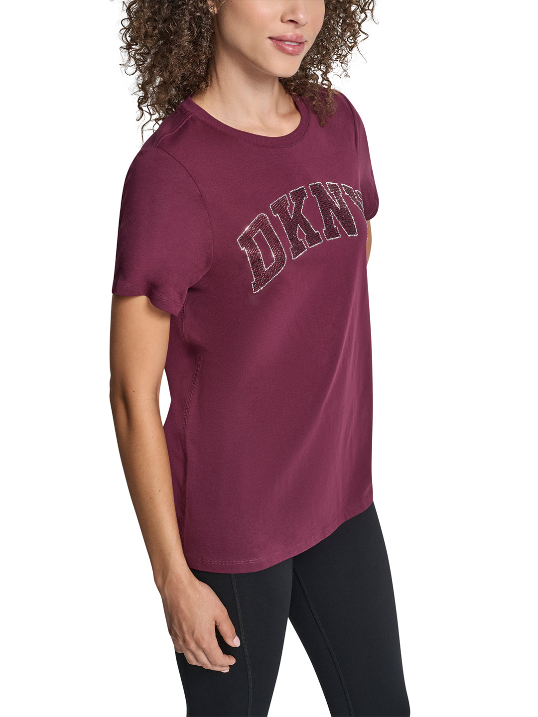 DKNY Women Red Embellished Round Neck Tshirt