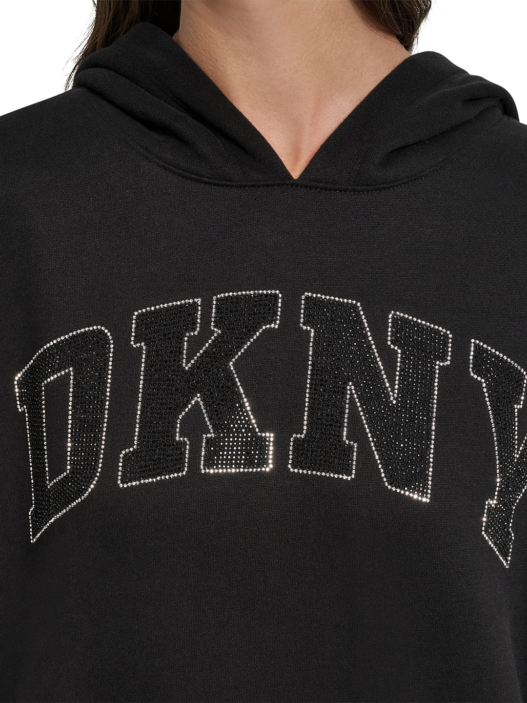 DKNY Women Black Embellished Hooded Dress