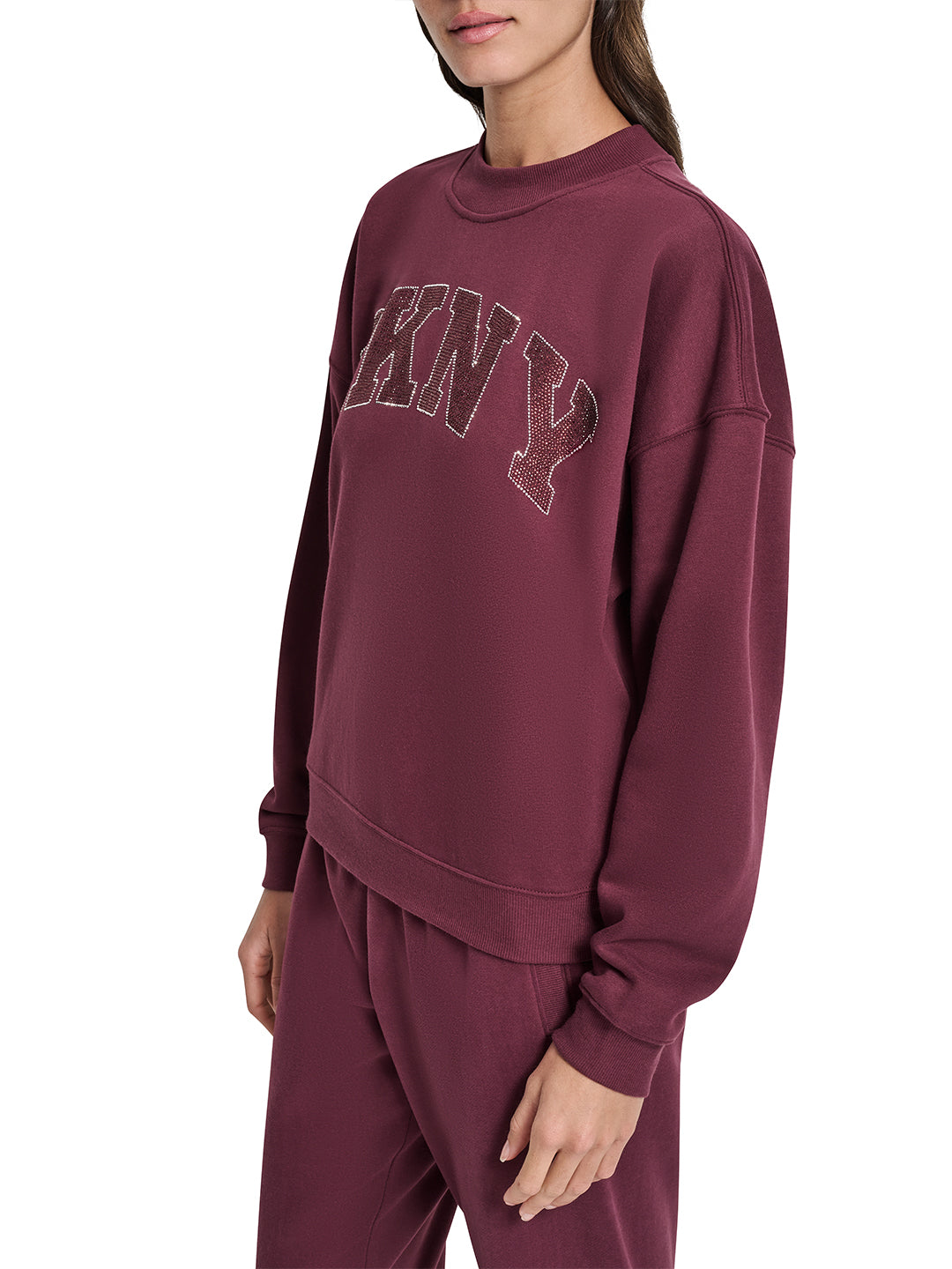 DKNY Women Red Embellished Round Neck Sweatshirt