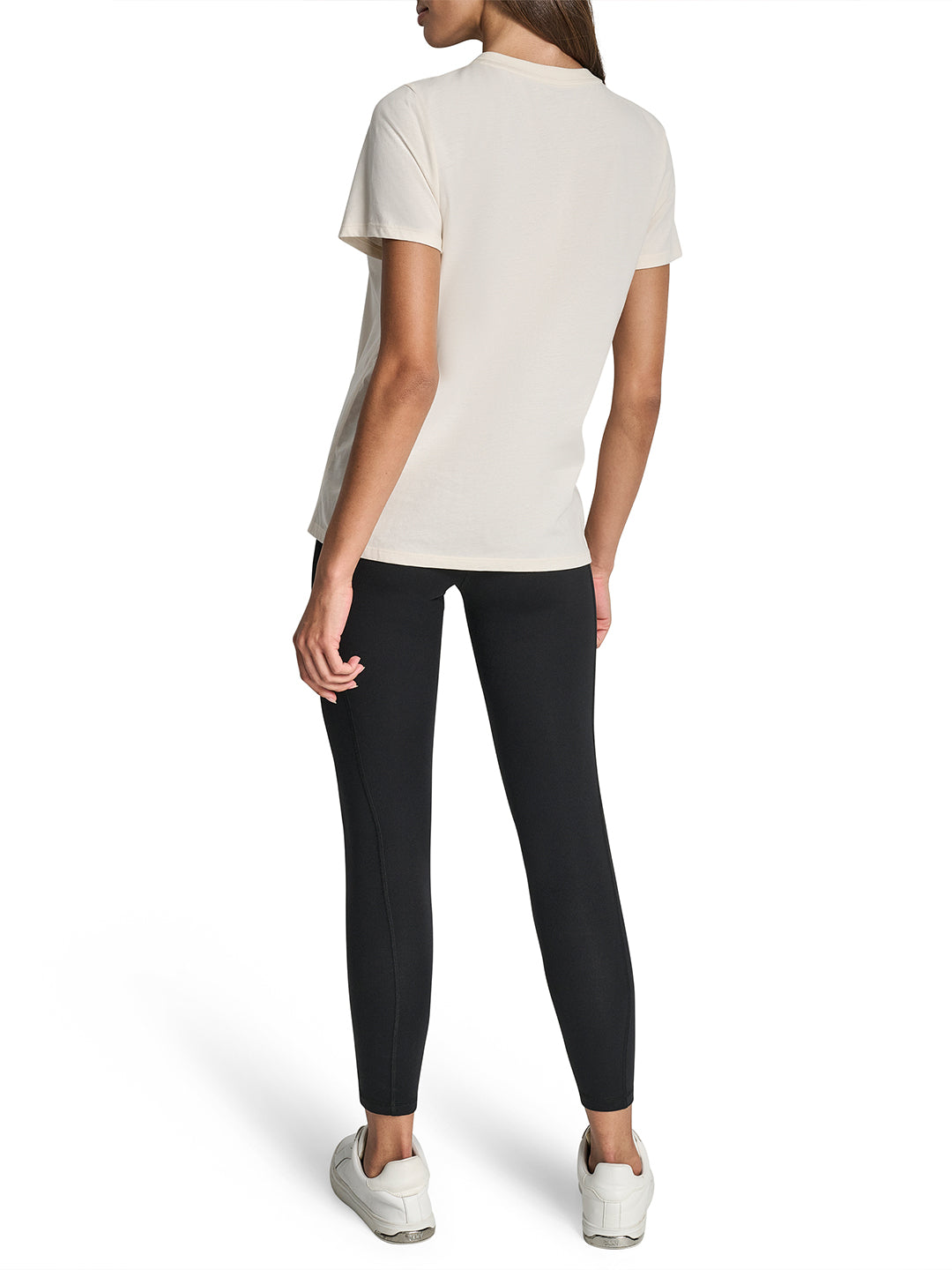 DKNY Women Cream Placement Print Round Neck Tshirt