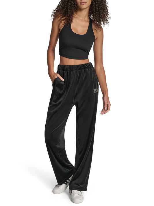DKNY Women Black Straight Fit Solid Sweatpant