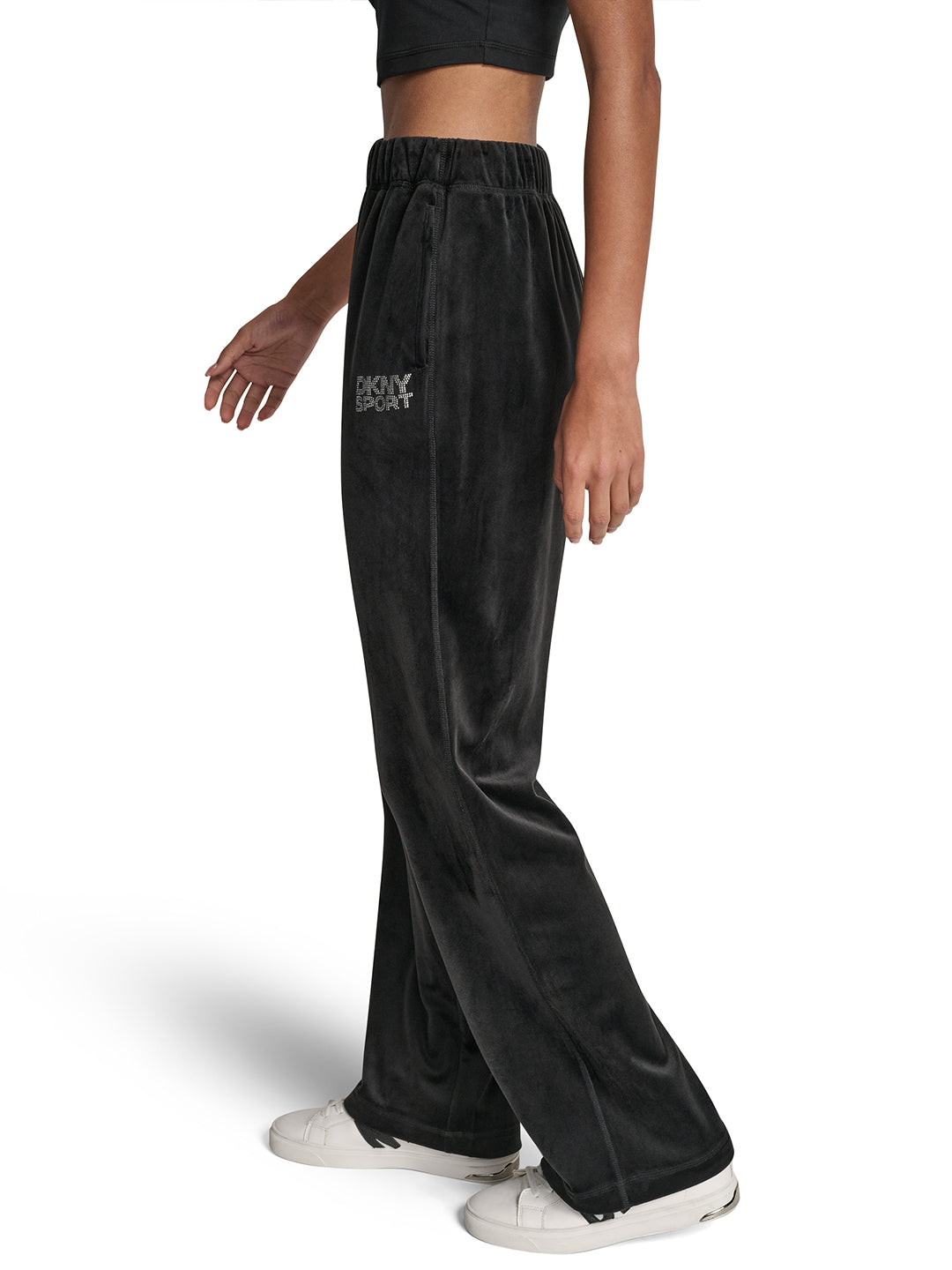 DKNY Women Black Straight Fit Solid Sweatpant