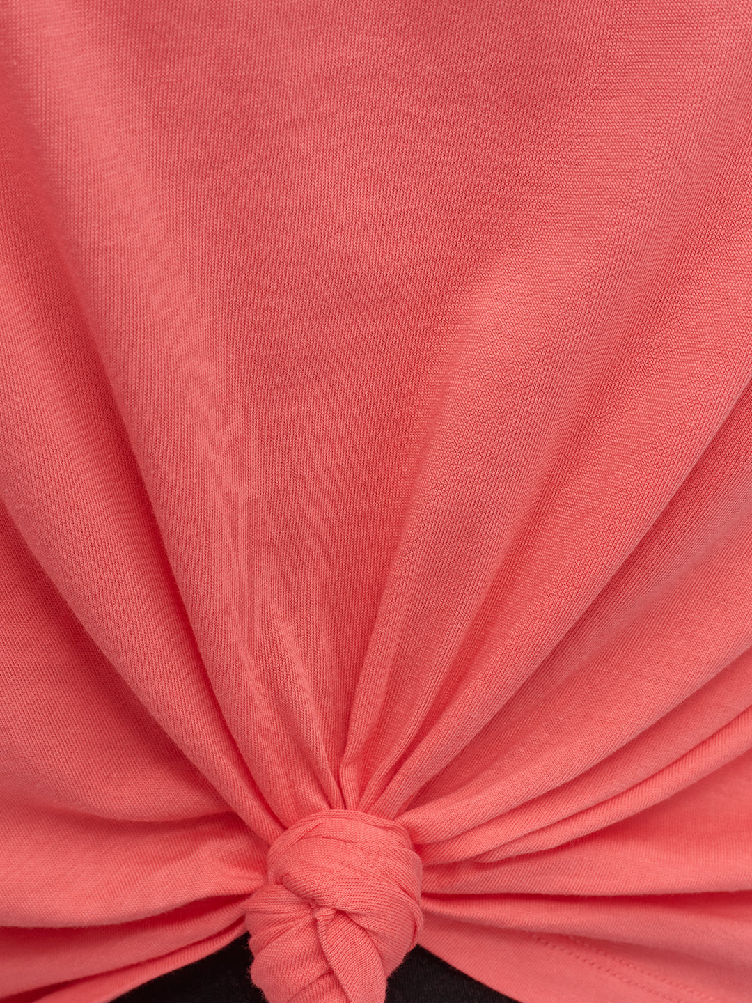 DKNY Women Orange Solid Round Neck Tshirt