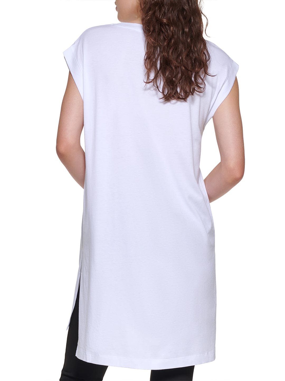 DKNY Women White Printed Round Neck Tshirt