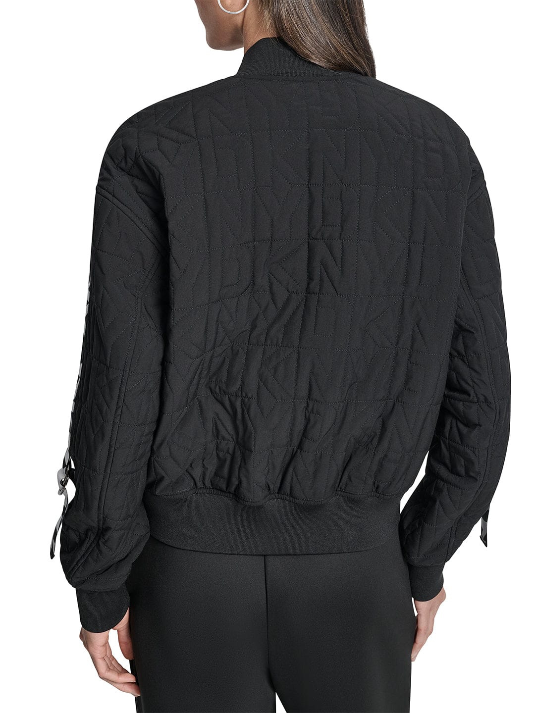 DKNY Women Black Tape Mandarin Collar Jacket