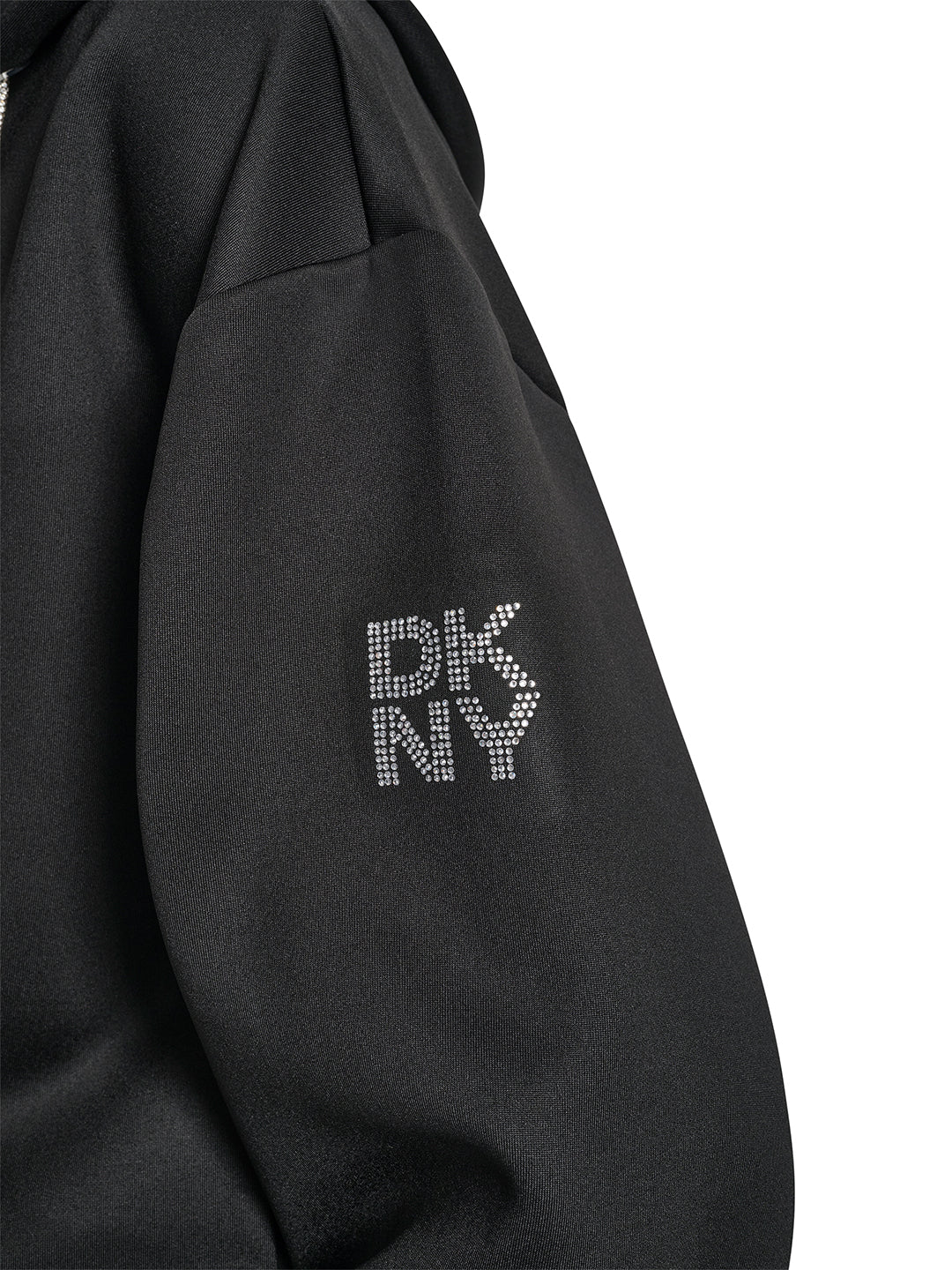 DKNY Women Black Solid Hooded Sweatshirt