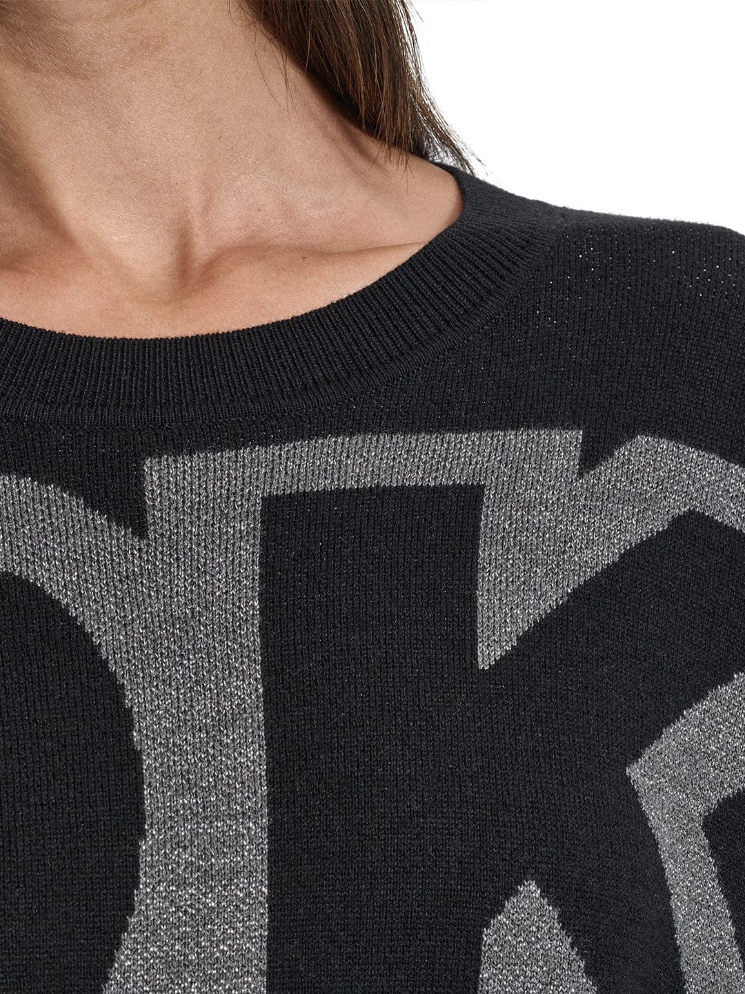 DKNY Women Black Lurex Round Neck Sweater