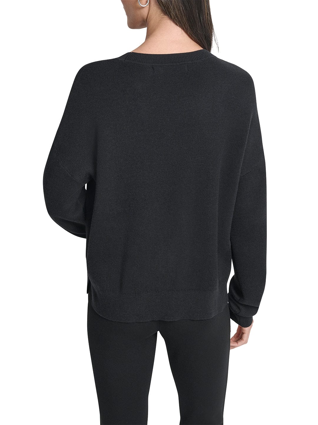 DKNY Women Black Lurex Round Neck Sweater