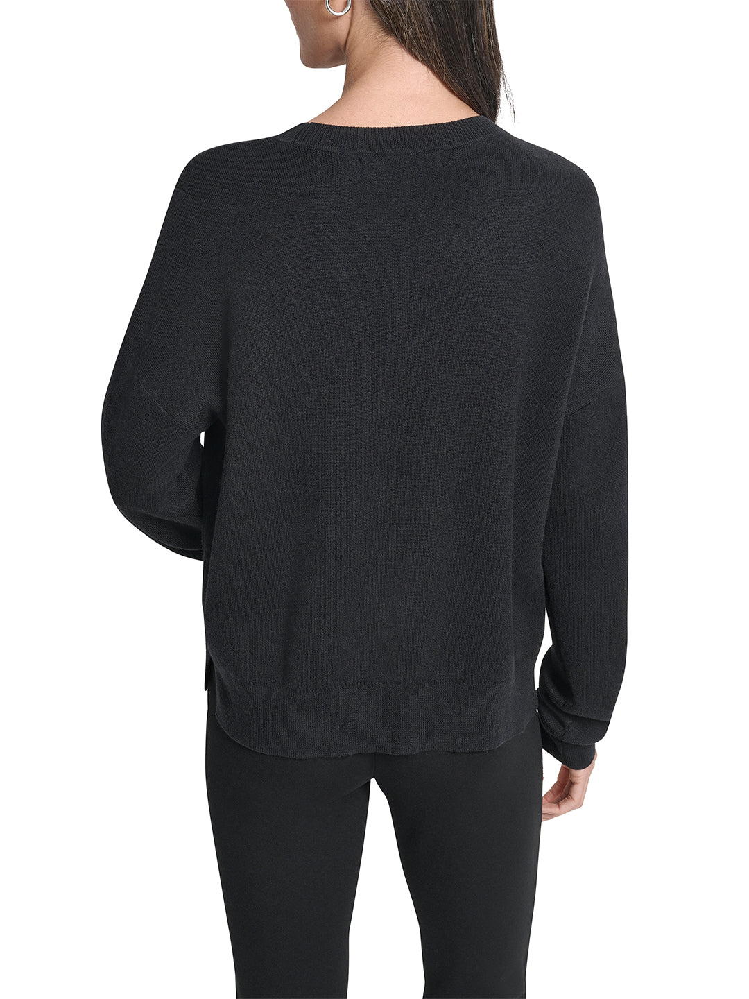 DKNY Women Black Lurex Round Neck Sweater