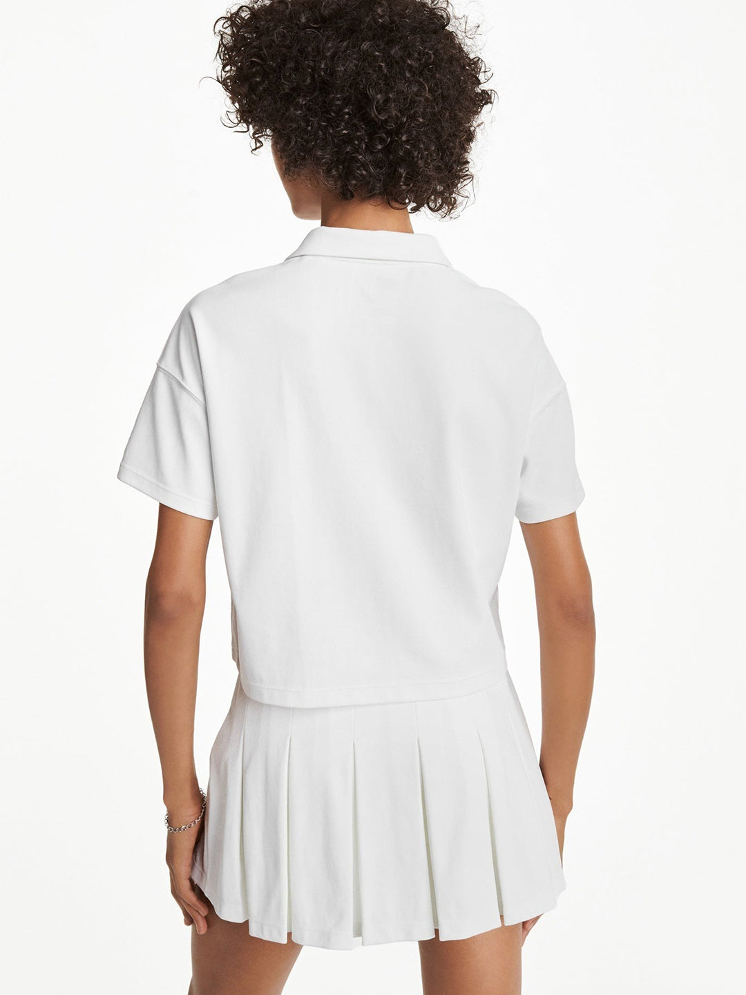 Dkny Women White Solid Polo Collar Short Sleeves Tshirt