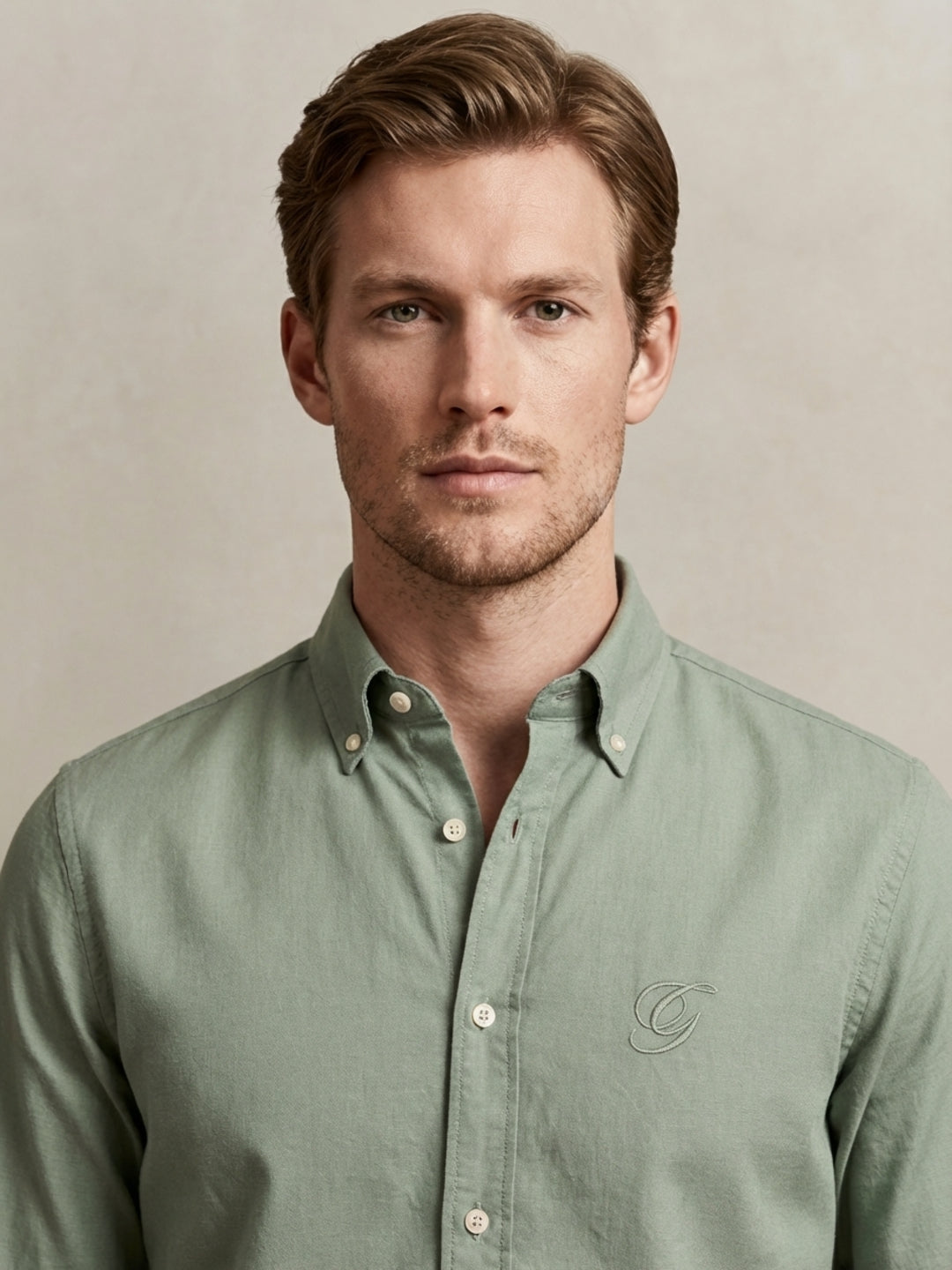 Gant Green Cotton Solid Men Shirt