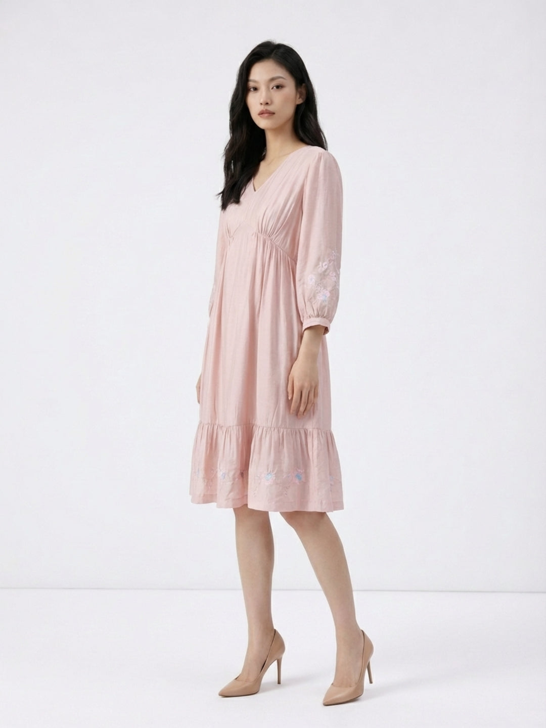 Elle Women Pink Solid Fit & Flared Dress