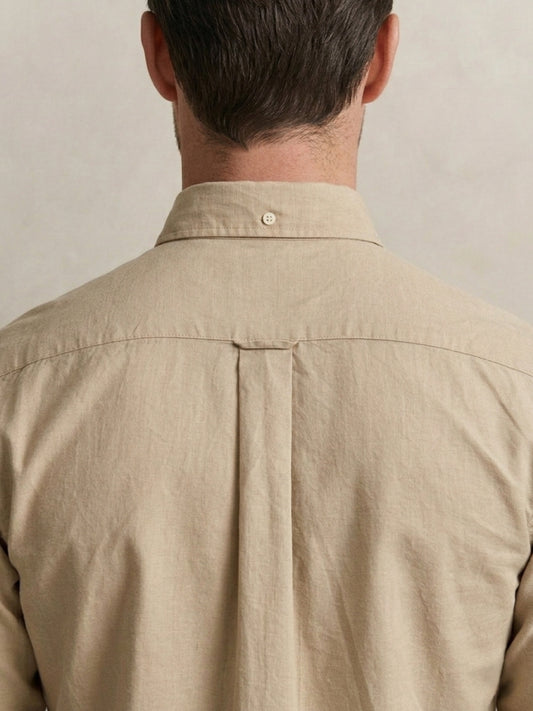 Gant Beige Cotton Solid Men Shirt