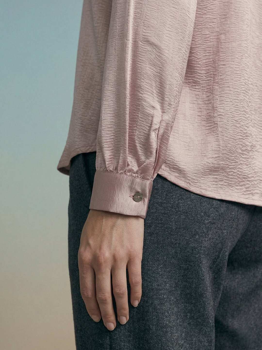 Iconic Women Pink Striped Regular Fit Pleated Shirt
