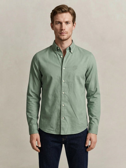 Gant Men Green Solid Regular Fit Pure Cotton Shirt