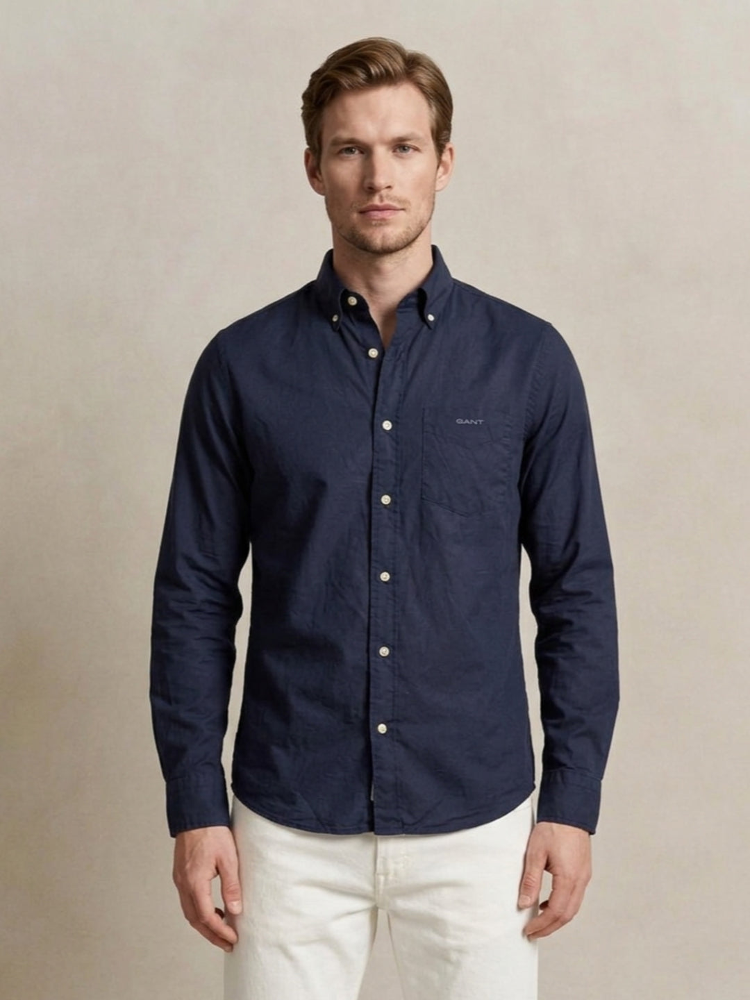 Gant Blue Cotton Solid Shirt