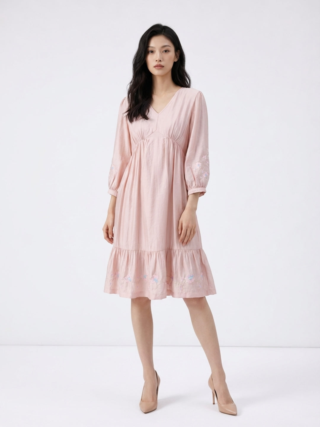 Elle Women Pink Solid Fit & Flared Dress