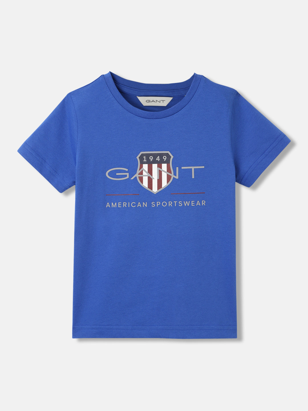 Gant Kids Blue Solid Round Neck Short Sleeves T-Shirt