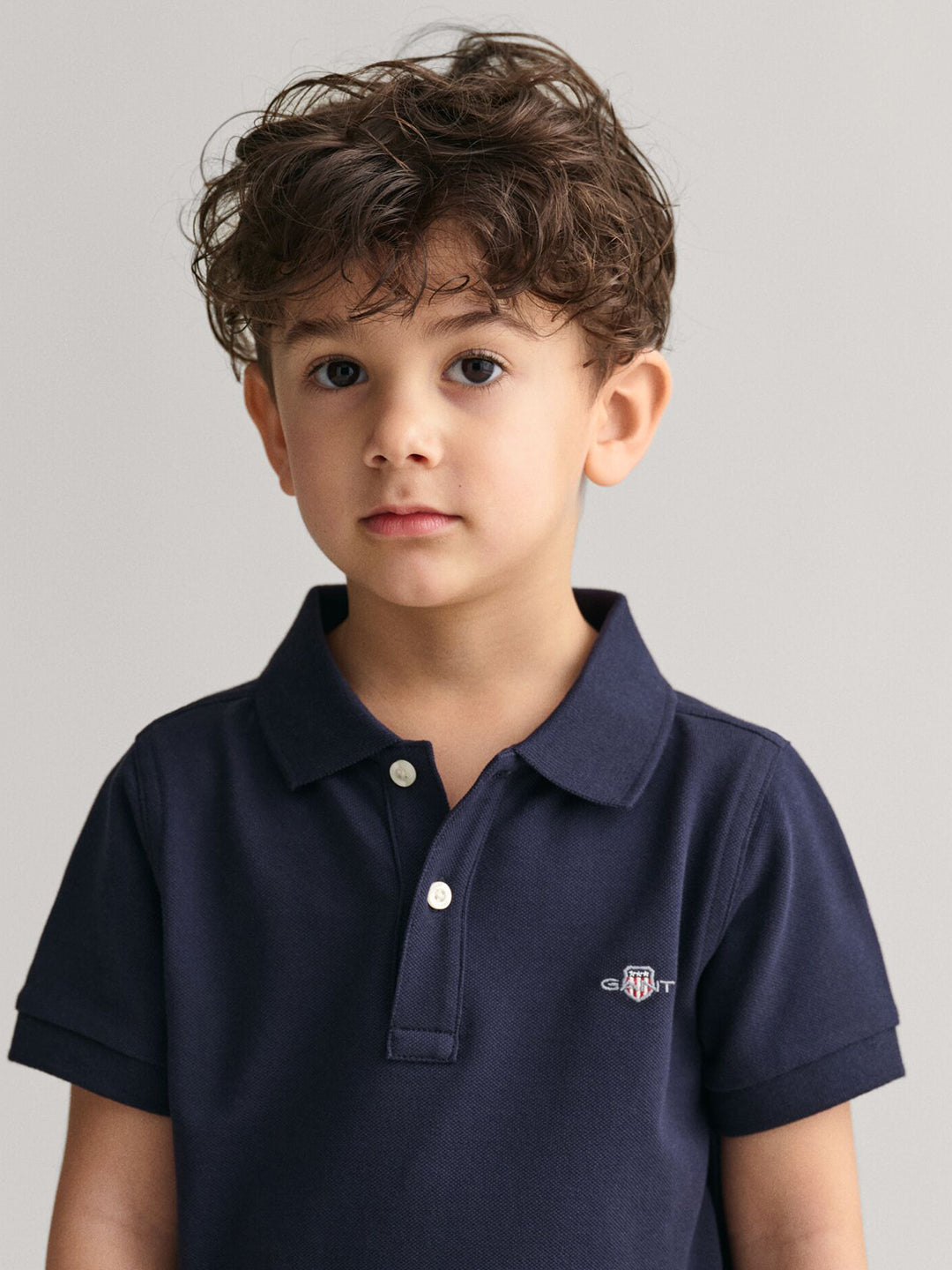 Gant Boys Blue Solid Collared Short Sleeves Polo Tshirt