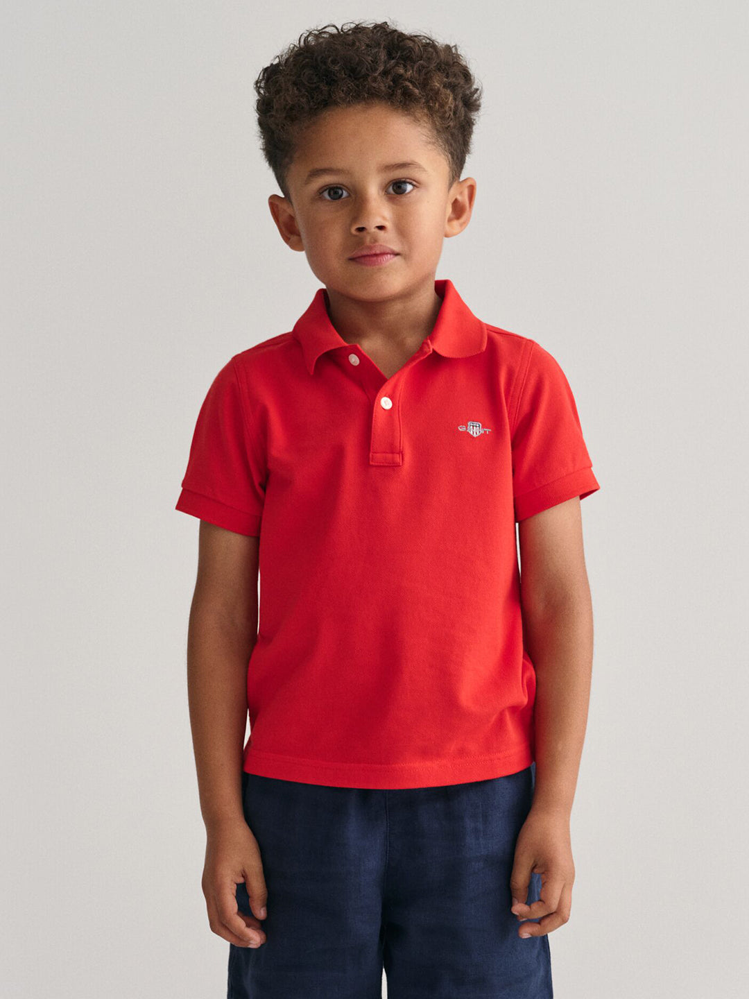 Gant Boys Red Solid Collared Short Sleeves Polo Tshirt