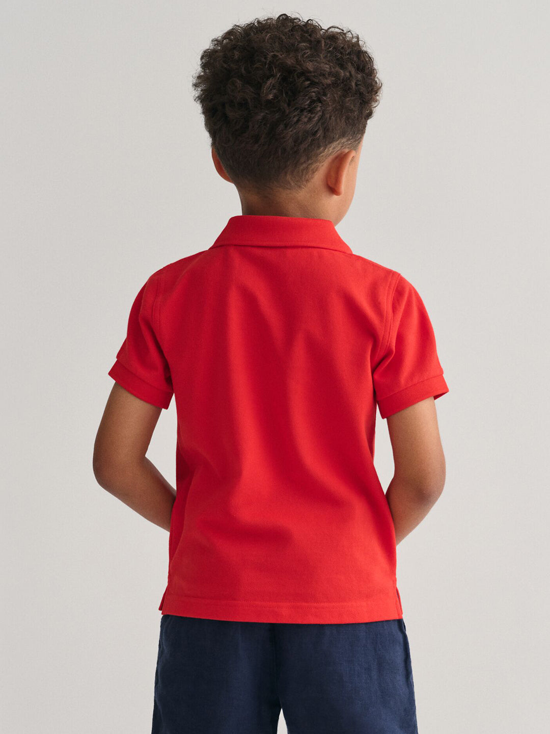 Gant Boys Red Solid Collared Short Sleeves Polo Tshirt