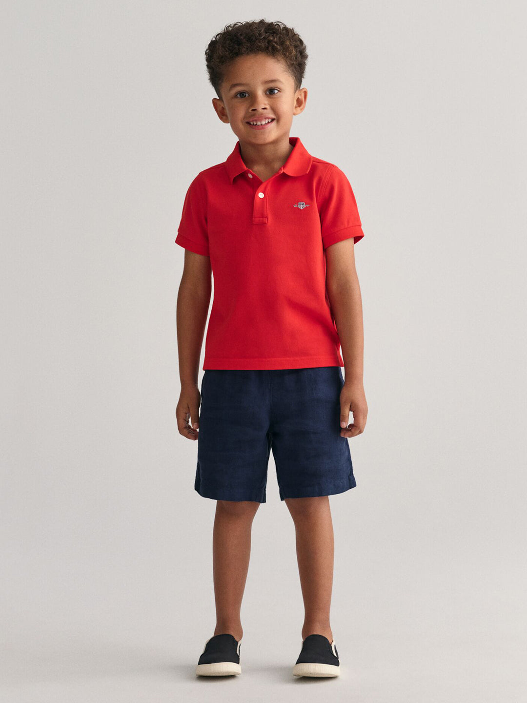 Gant Boys Red Solid Collared Short Sleeves Polo Tshirt