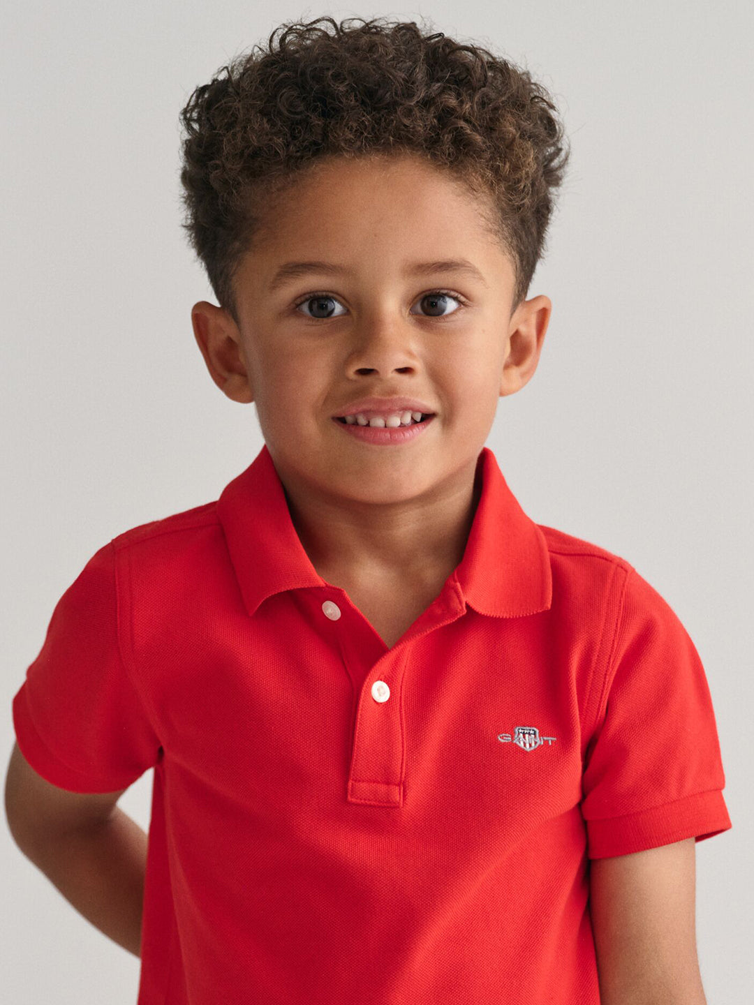 Gant Boys Red Solid Collared Short Sleeves Polo Tshirt