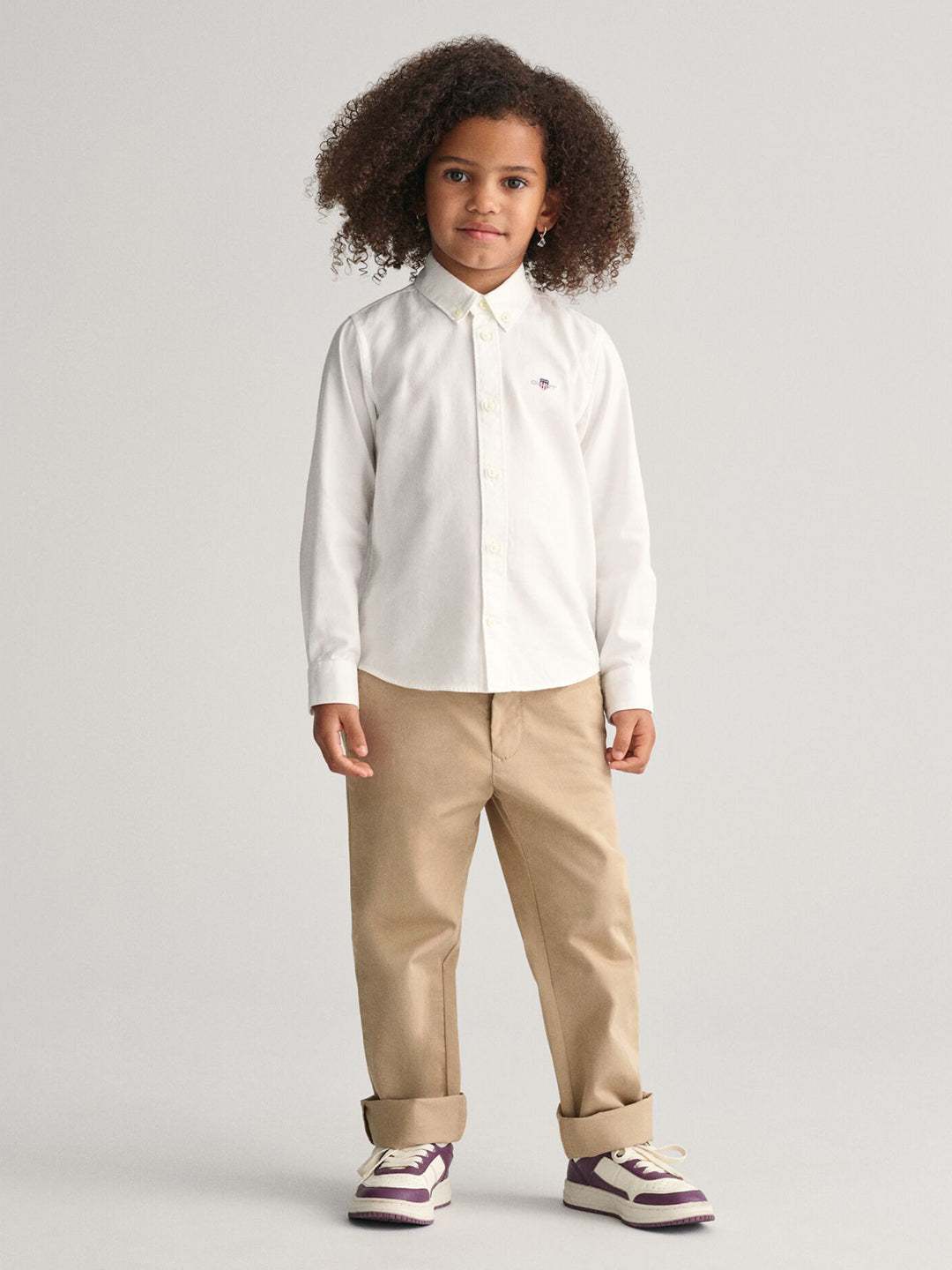 Gant Unisex White Solid Button-Down Collar Full Sleeves Shirt