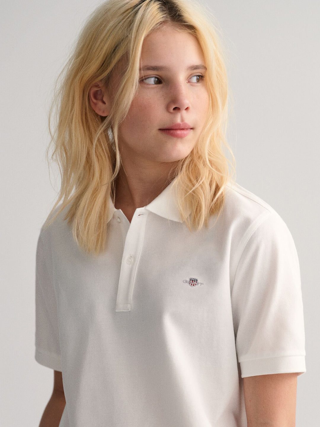 Gant Unisex White Solid Short Sleeves Polo Tshirt