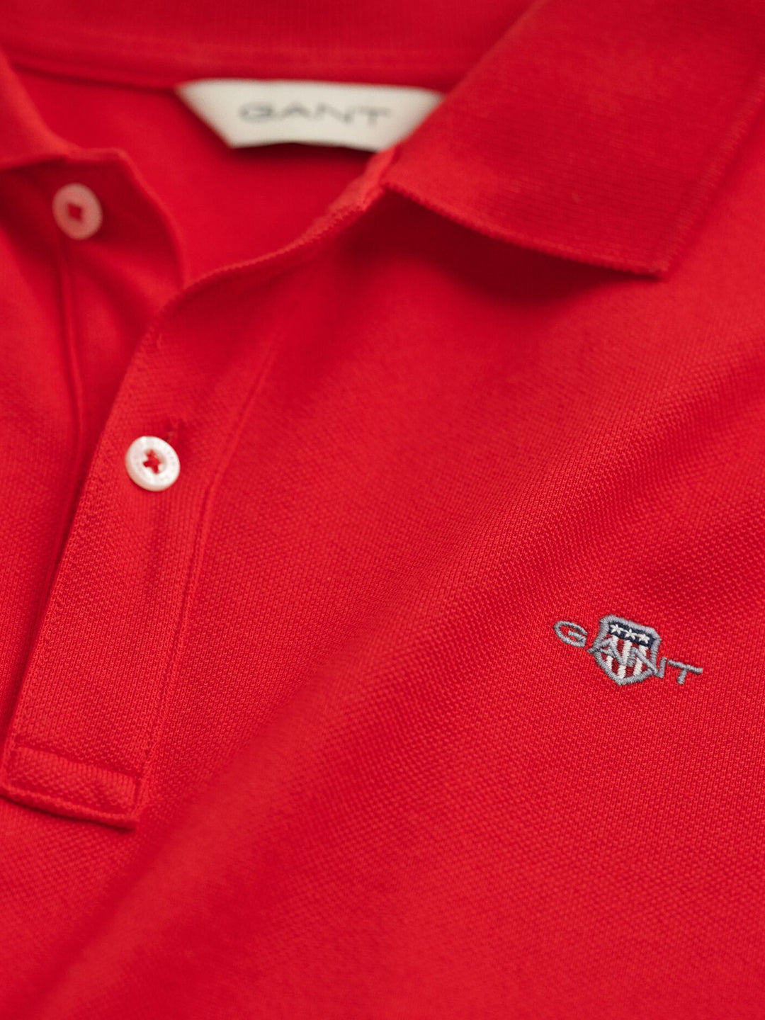 Gant Boys Red Solid Collared Short Sleeves Polo Tshirt